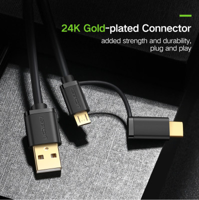 Други USB кабели USB кабел UGreen 2 в 1 Type C 3.1 и Micro USB с адаптиращ накрайник черен